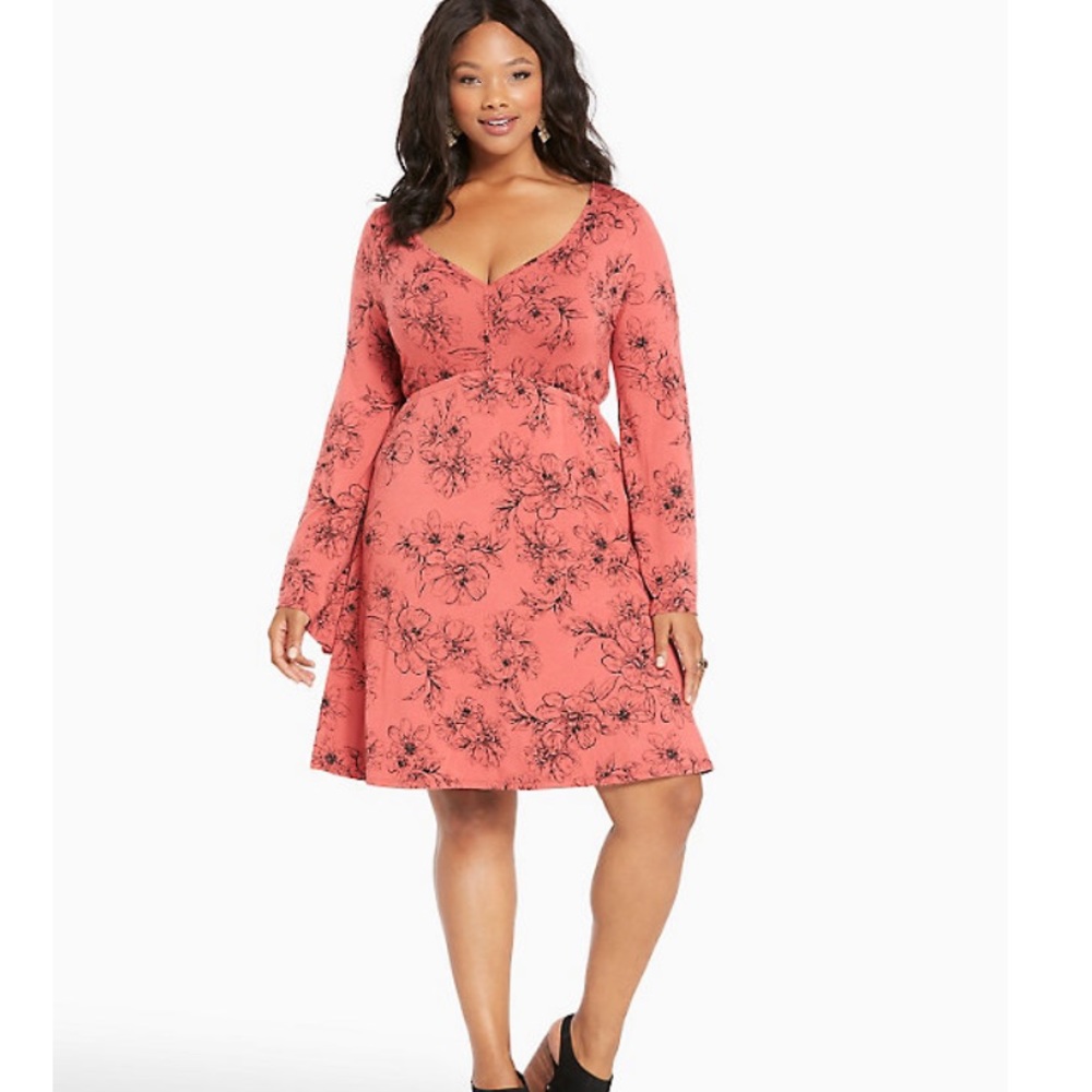 Torrid Coral Floral Dress